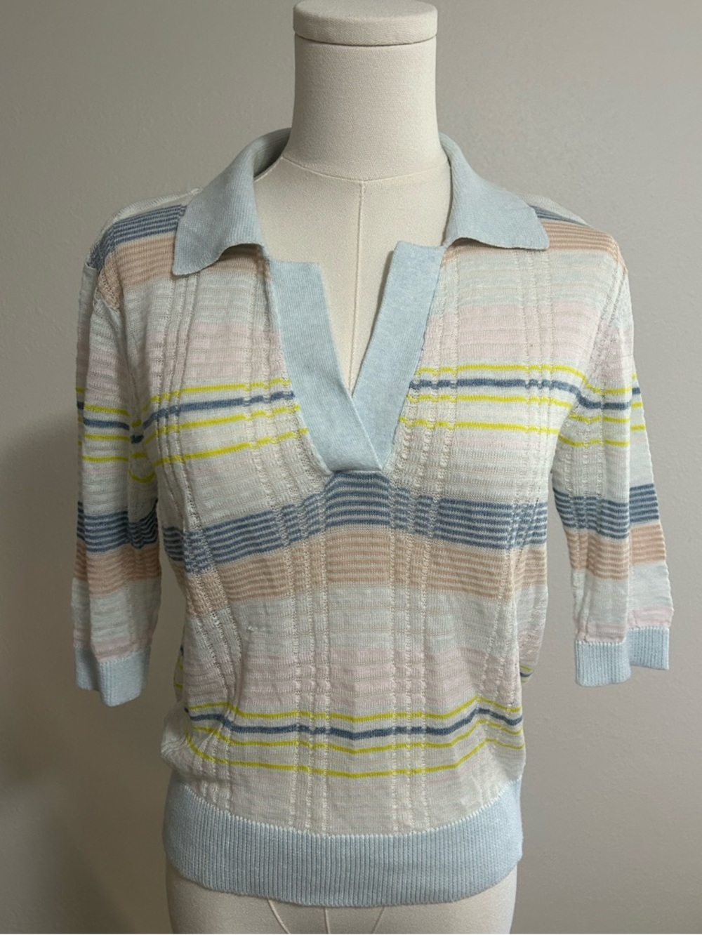 Cotton by Autumn Cashmere Pastel Striped Knit Top